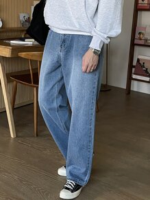 DAZY Men Cotton Washed Straight Leg Jeans - Light Wash - View 5