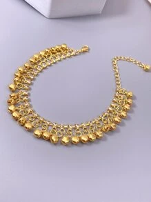 Women Elegant Bell Tassel Charm Anklet - Yellow Gold - View 2