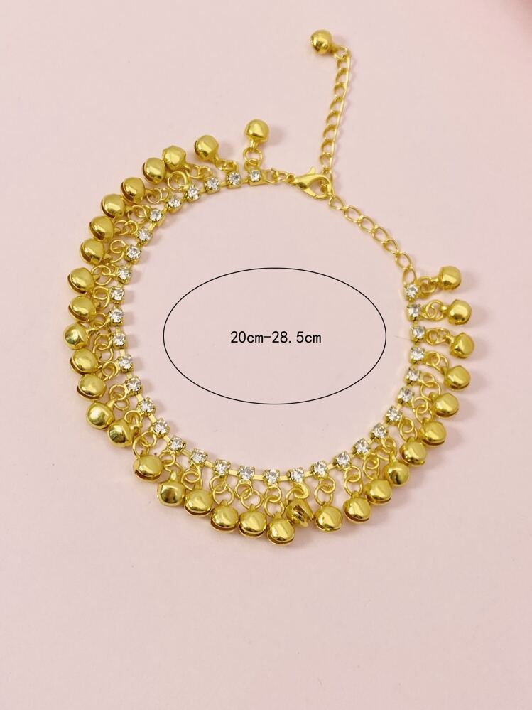 Women Elegant Bell Tassel Charm Anklet - Yellow Gold - View 3