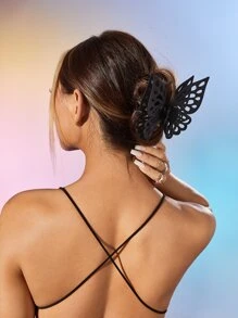 SHEIN ICON 蝴蝶設計髮爪 - 黑色 - 查看 4