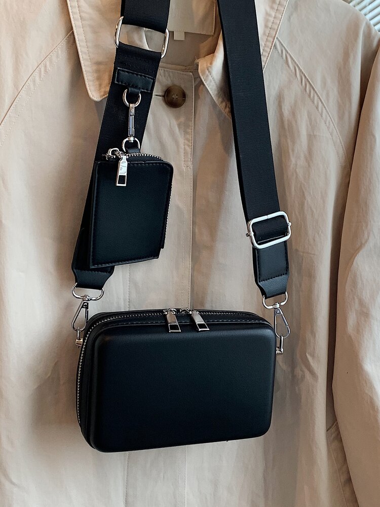 Mini Square Bag With Coin Purse - Black - View 8