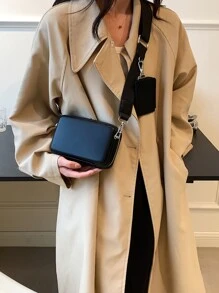 迷你方包帶零錢包 - 黑色 - 查看 1