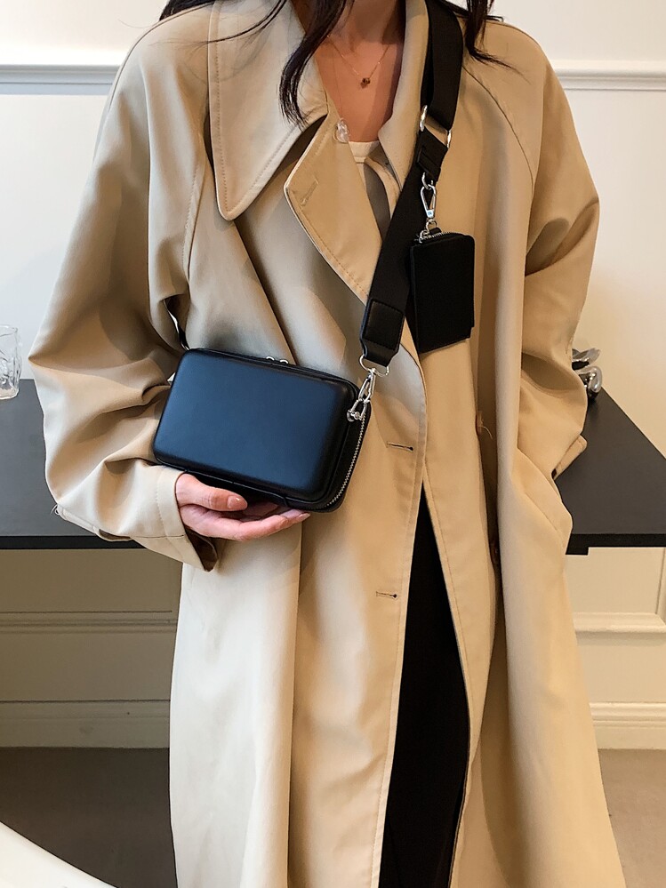 Mini Square Bag With Coin Purse - Black - View 1