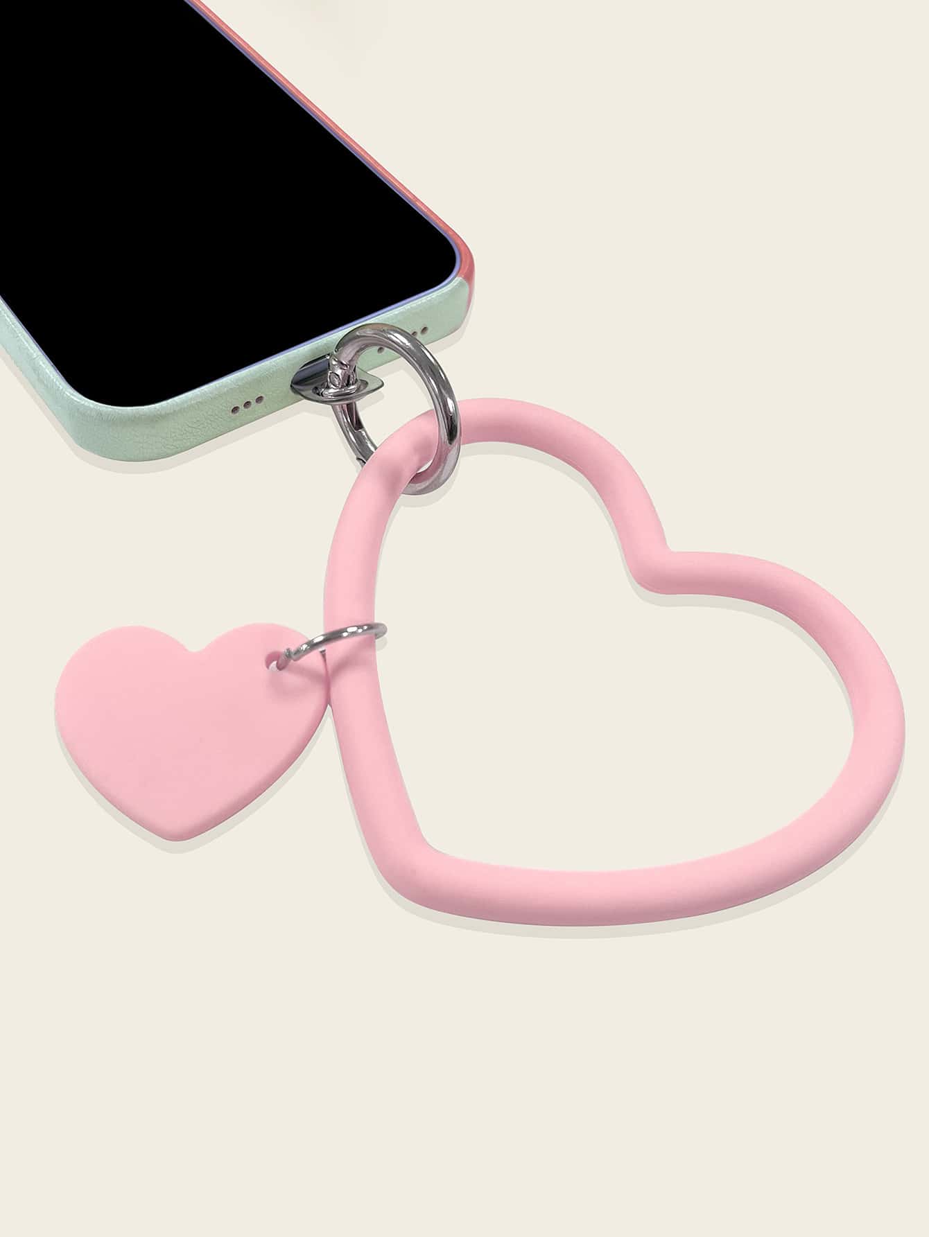 Dây buộc điện thoại 1pc thiết kế trái tim - Hồng - Xem 1