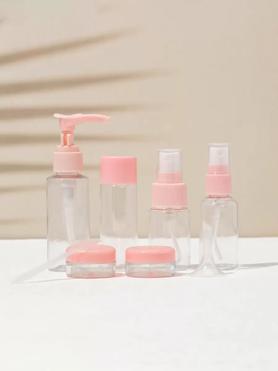 6pcs Empty Subpackage Bottle & Box Set , Travel Essentials - Pink - View 1
