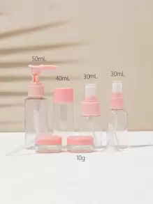 6pcs Empty Subpackage Bottle & Box Set , Travel Essentials - Pink - View 3