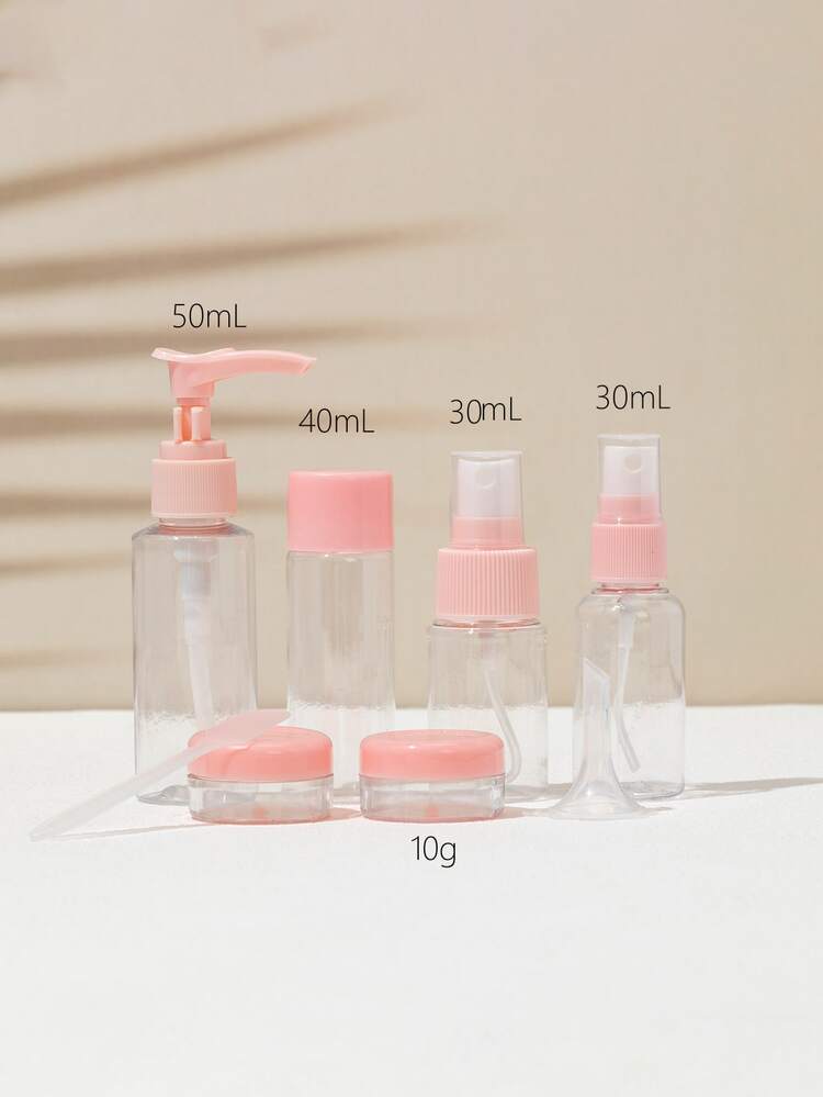 6pcs Empty Subpackage Bottle & Box Set , Travel Essentials - Pink - View 3