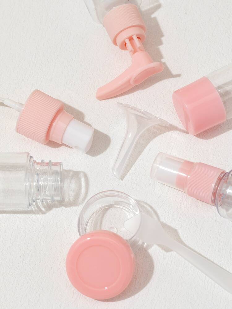 6pcs Empty Subpackage Bottle & Box Set , Travel Essentials - Pink - View 4