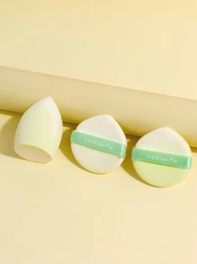 1入組化妝海綿和2入組化妝粉撲 - 綠色 - 查看 1