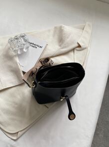 1pc Simple & Fashionable Bucket Shaped Shoulder Bag With Buckle Closure, Crossbody Bag For Women Daily Use - Black - View 5