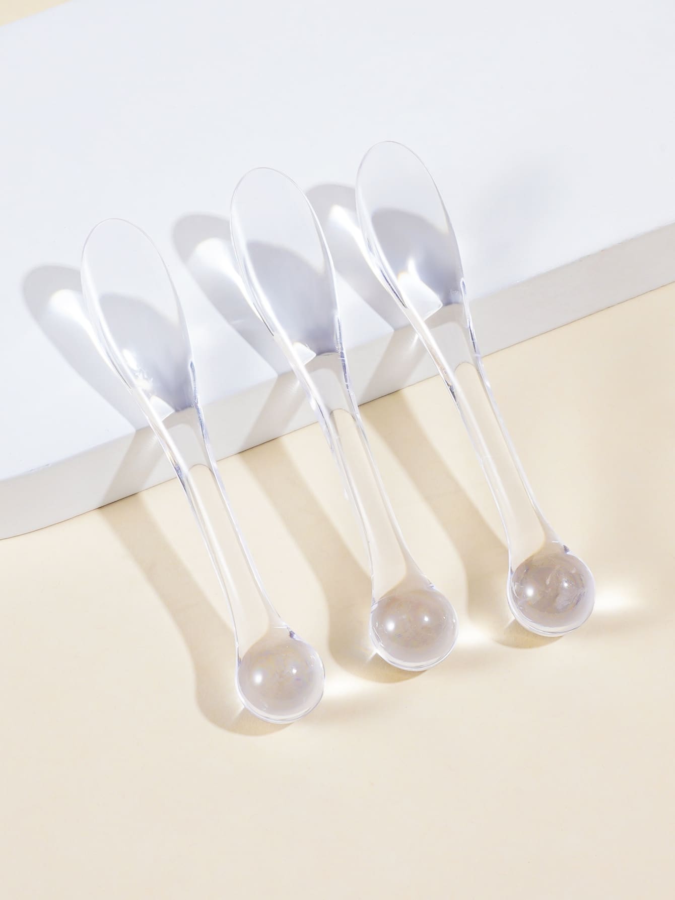 亚克力眼霜面膜棒，化妆品包装小勺，圆头眼部按摩精华导入工具 3 件，美容，护肤品，水疗，自我护理，护肤工具，面部护理，美容师用品，按摩，面部按摩工具，面部滚轮