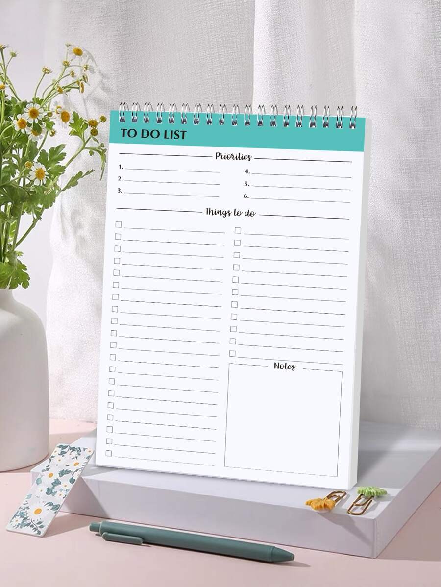 1pc Simple Daily Planner Notebook - Multicolor - View 1