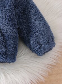 嬰兒字母刺繡毛絨帽衫和褲子 - 霧霾藍 - 查看 3