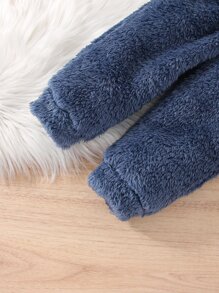 嬰兒字母刺繡毛絨帽衫和褲子 - 霧霾藍 - 查看 5