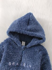 嬰兒字母刺繡毛絨帽衫和褲子 - 霧霾藍 - 查看 6