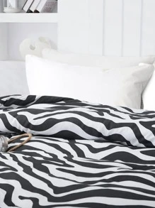 Cow Print Duvet Cover Without Filler - Black and White - View 7