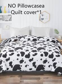 Cow Print Duvet Cover Without Filler - Black and White - View 8