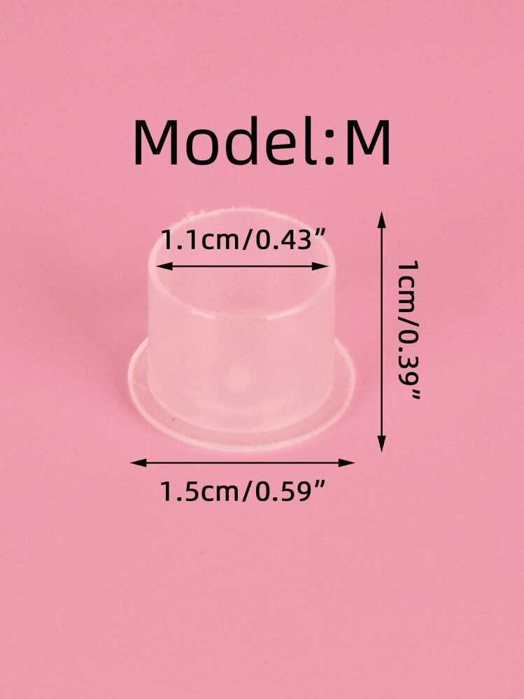100pcs Medium Transparent Plastic Tattoo Ink Caps, No Need For Ink Cup Holder, With Base - Clear - View 3