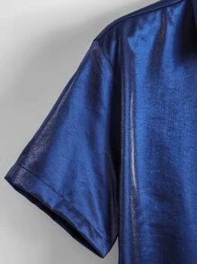 Manfinity AFTRDRK Men Button Up Satin Shirt - Royal Blue - View 6