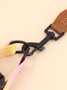 Supet 1pc Colorful Pet Chest & Back Strap Set, Including Leash, Adjustable, Suitable For Medium And Small Dogs, Fashionable Outdoor Walking Accessories - Multicolor - View 3