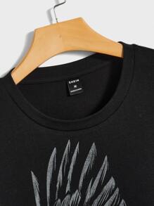 Manfinity VCAY 男士老鷹印花T恤 - 黑色 - 查看 3