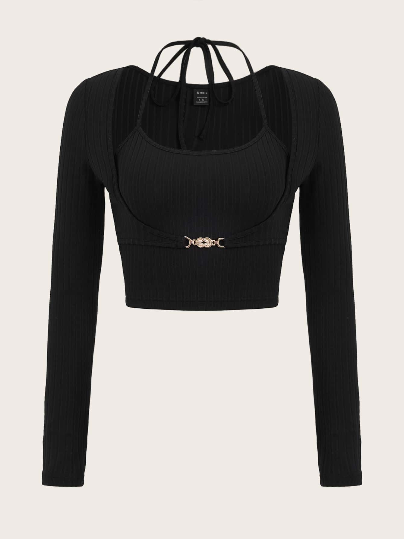Ribbed chain crop tee