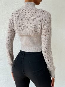 Zolique Áo len nữ kết hợp màu trơn Giải trí - Màu be - Xem 2