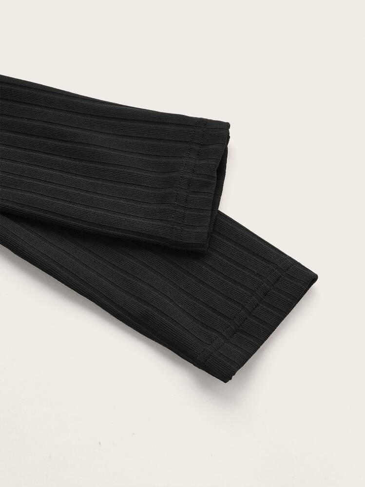 Muchica 女士时尚纯色露背短款上衣，秋季款 - 黑色 - 查看 3