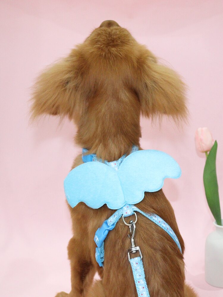 Supet 2pcs Wing Decor Pet Harness & Leash Set - Baby Blue - View 2