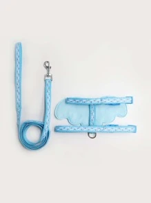 Supet 2pcs Wing Decor Pet Harness & Leash Set - Baby Blue - View 3