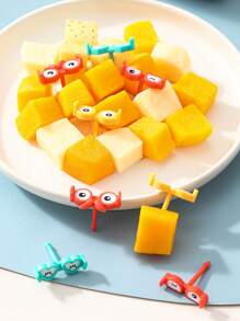 8pcs Cartoon Detail Fruit Fork, Cute Mini Fruit Pick For Household - Multicolor - View 1