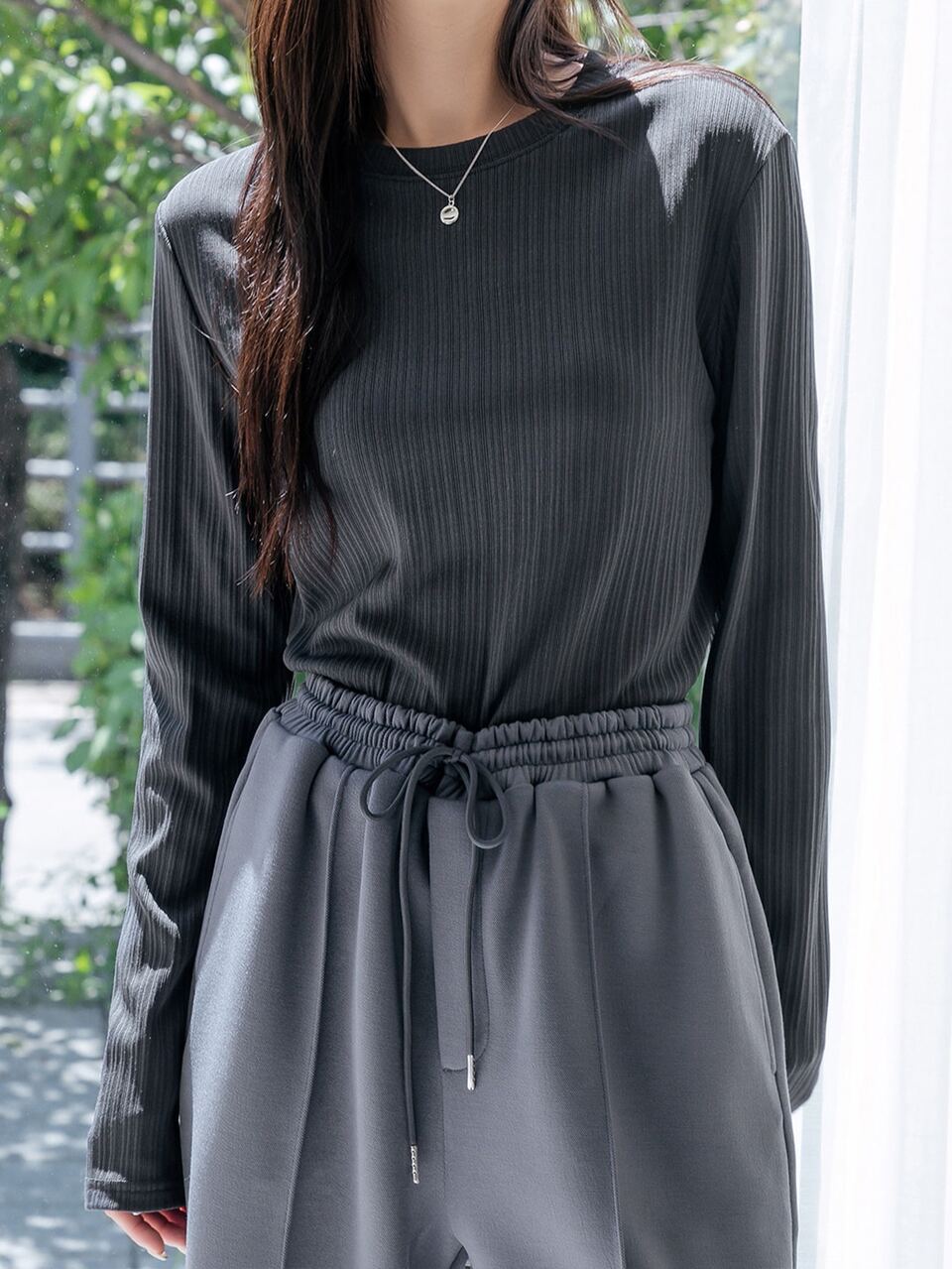 Solid Rib-knit Tee