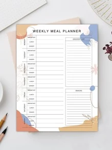 Trees 1 pc weekly meal planner with shopping list undated tear-off planning notepad, 8.6*6.5 inches, 52 sheets - Multicolor - View 1