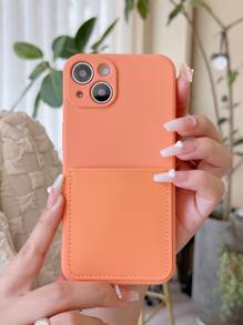 素色手機殼帶插卡槽 - 橘色 - 查看 1