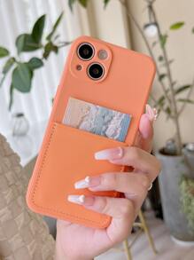 素色手機殼帶插卡槽 - 橘色 - 查看 2