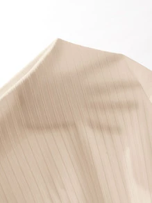 SHEIN SXY Áo thun nữ Trọn gói Gân đan Thắt nơ trước màu trơn Gợi cảm - Màu be - Xem 6