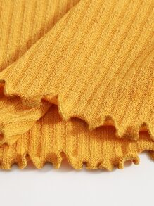 Muchica Lettuce Trim Rib-knit Bodycon Dress - Yellow - View 3