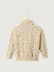 Toddler Girls Turtle Neck Cable Knit Jumper - Apricot - View 2
