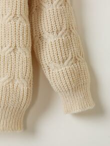 Toddler Girls Turtle Neck Cable Knit Jumper - Apricot - View 4