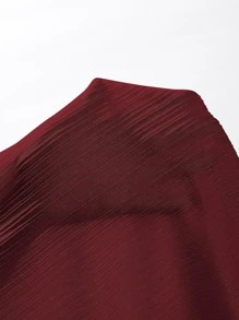 SHEIN Essnce Quần nữ Gân đan màu trơn Giải trí - Màu Đỏ Sâu - Xem 6