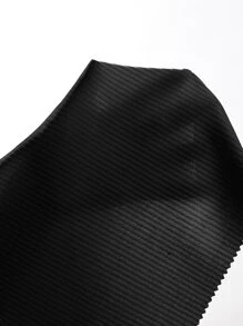 SHEIN EZwear 羅紋針織短款背心 - 黑色 - 查看 6