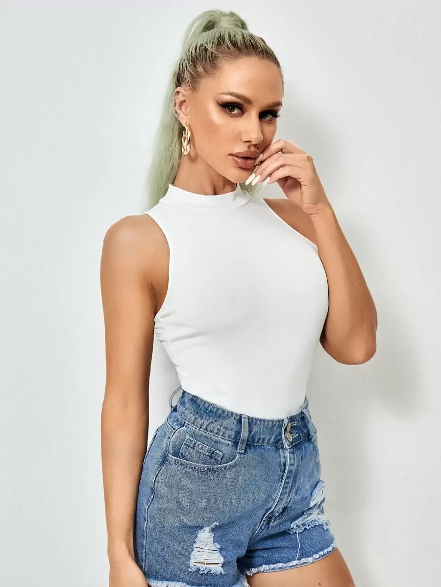 SHEIN Essnce 小高領素色背心上衣