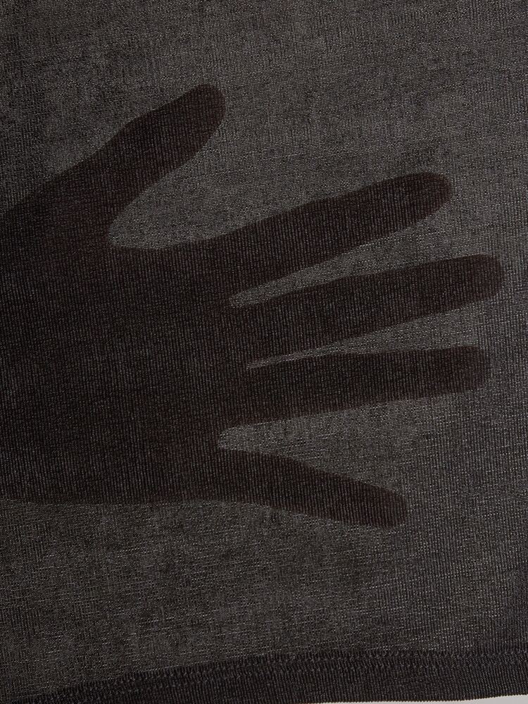 SHEIN EZwear 落肩拼接領套頭衫 - 黑色 - 查看 5