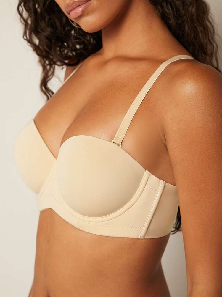 LUVLETTE Underwire Strapless Push-Up T-Shirt Bra - Khaki - View 8