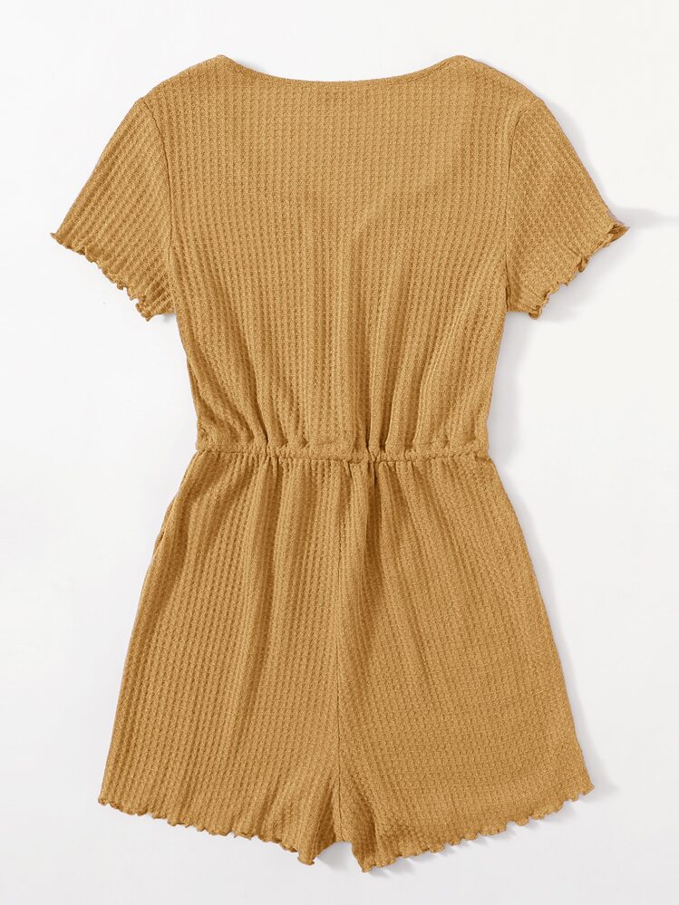 SHEIN LUNE Mono ribete en forma de lechuga de cuello V - Camel - Añade 2