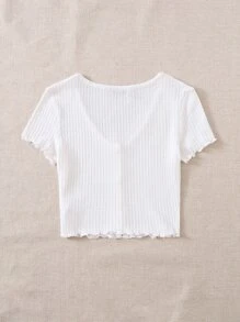 SHEIN EZwear Áo thun Plus size Xù nhỏ màu trơn Giải trí - trắng - Xem 2