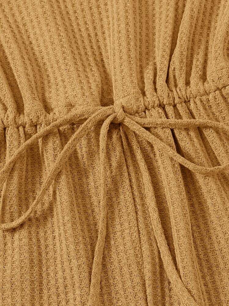 SHEIN LUNE Mono ribete en forma de lechuga de cuello V - Camel - Añade 4