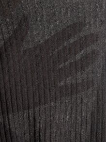 SHEIN EZwear Split Hem Rib-knit Fitted Trousers - Black - View 6