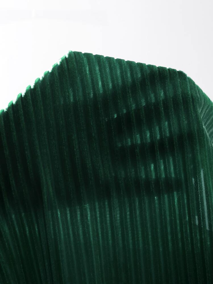 SHEIN SXY Rib-knit Velvet Tank Top - Dark Green - View 7