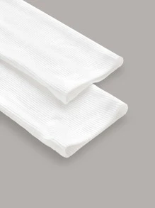 Muchica Asymmetrical Neck Cold Shoulder Rib-knit Top - White - View 4